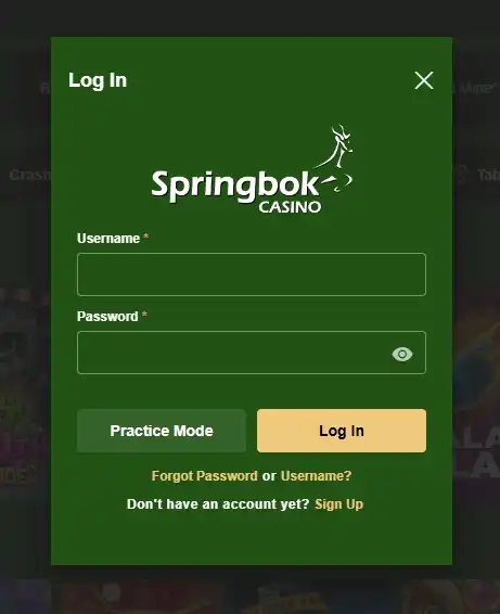 Springbok Casino Login Process