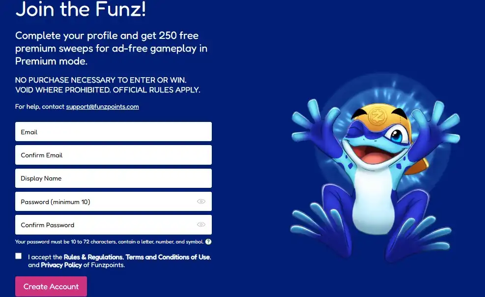 Funzpoints Casino Sign Up Process